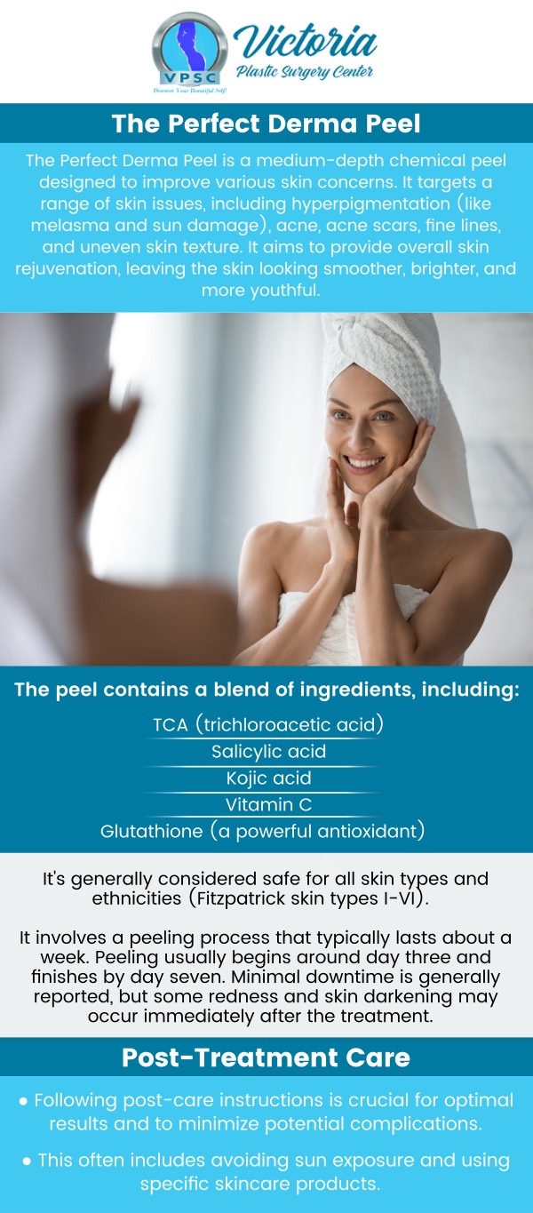 Common questions asked by clients: What is the Perfect Derma Peel, and how does it work? How long does it take to see results from the Perfect Derma Peel? What skin conditions can the Perfect Derma Peel treat? Is the Perfect Derma Peel suitable for all skin types? For more information, contact us today or book an appointment online. Visit us today at 8503 Arlington Blvd #130 Fairfax, VA. We serve clients from Fairfax VA, West Springfield VA, Vienna VA, Annandale VA, Burke VA, and surrounding areas.